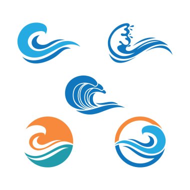 Su Dalgası illüstrasyon logo şablonu vektörü