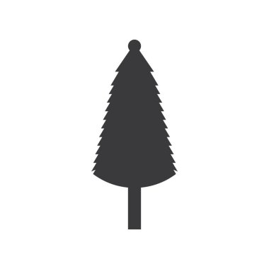 Çam ağacı çizim vektörü düz tasarım şablonu