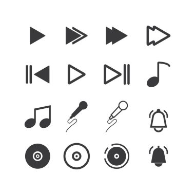 Müzik simgesi illüstrasyon vektör şablonu 10 düz tasarım