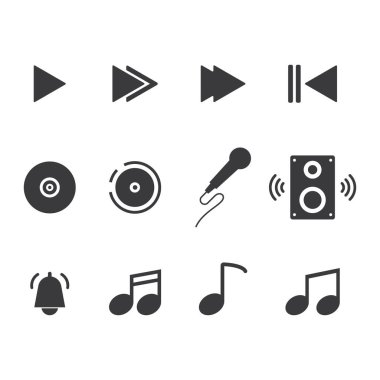 Müzik simgesi illüstrasyon vektör şablonu 10 düz tasarım