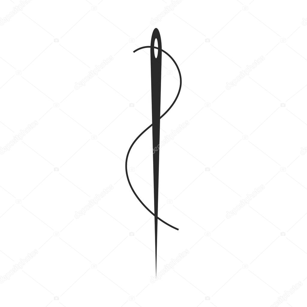 Thread needle illustration vector flat design template
