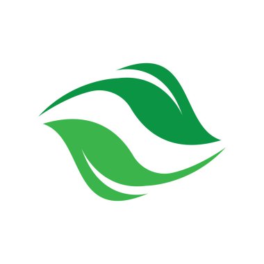 Green leaf illustration nature logo flat design template