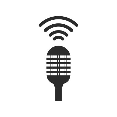 Microphone Podcast logo icon ilustration vector flat design