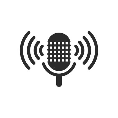 Microphone Podcast logo icon ilustration vector flat design