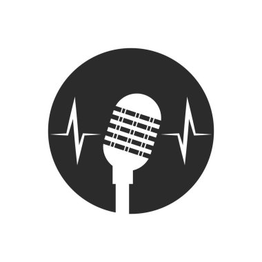 Microphone Podcast logo icon ilustration vector flat design