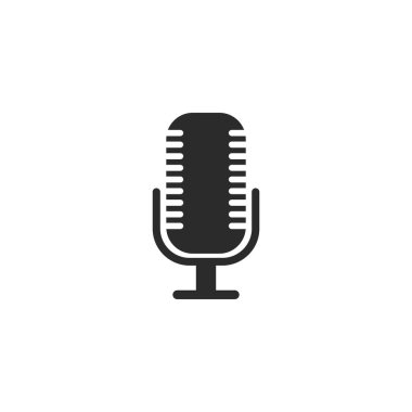 Microphone Podcast logo icon ilustration vector flat design