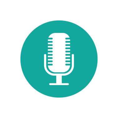 Microphone Podcast logo icon ilustration vector flat design