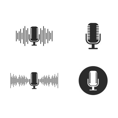 Microphone Podcast logo icon ilustration vector flat design