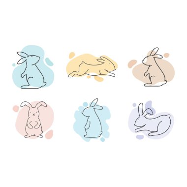 Rabbit illustration vector flat design template eps 10