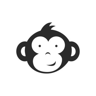 Funny Monkey Face illustration vector flat design template