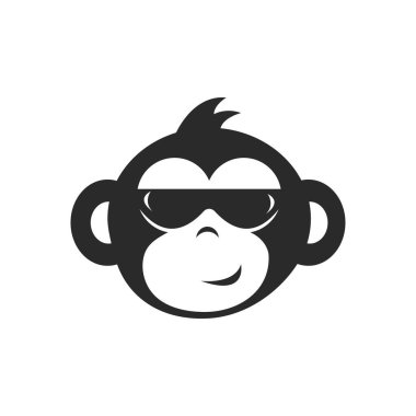 Funny Monkey Face illustration vector flat design template