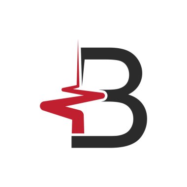 Pulse line initial letter logo icon flat design