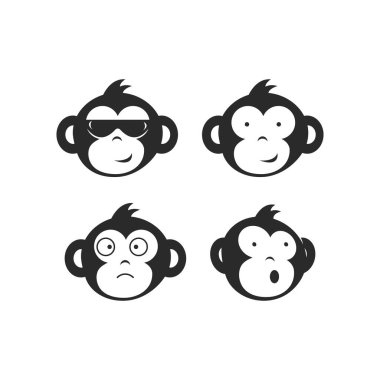 Funny Monkey Face illustration vector flat design template