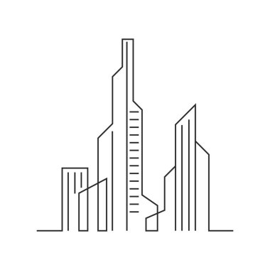 Düz tasarımlı Modern Şehir siluet vektör çizimi