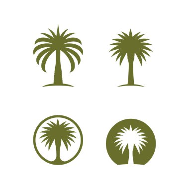 Palmiye ağacı logosu çizimi düz tasarım yapar