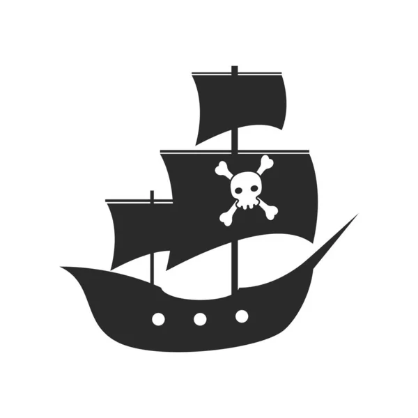 Pirate Ship Logo Icon Vector Flat Design Template — Stock Vector