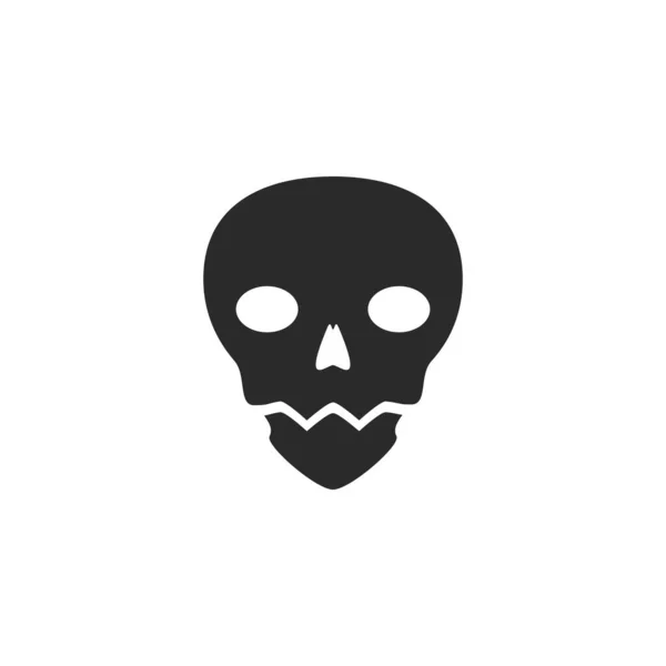 頭蓋骨のロゴアイコンベクトルイラストフラットデザイン — ストックベクタ