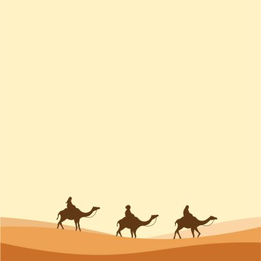 Çöl illüstrasyon logo tasarımı üzerine deve binicisi