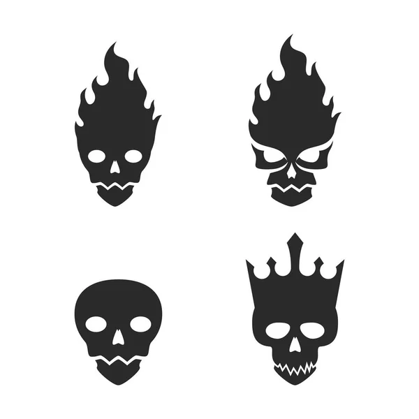 Design Plano Ilustração Vetor Ícone Logotipo Crânio — Vetor de Stock
