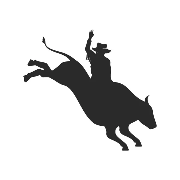 Bull Riding Rodeo Logo Vector Flat Design Template — Stock Vector