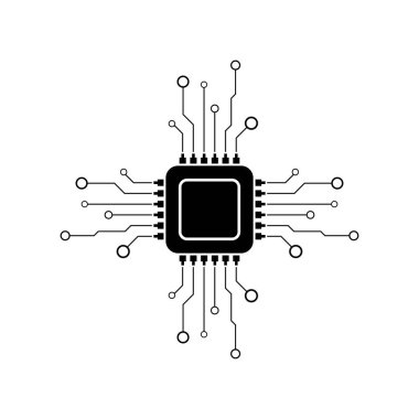 İşlemci logo simgesi vektör düz tasarım şablonu