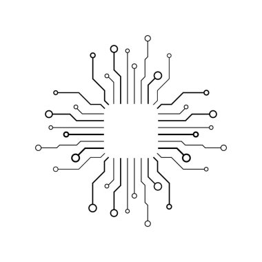 İşlemci logo simgesi vektör düz tasarım şablonu