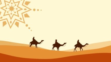 Ramazan Kareem, Bayram Mübarek arkaplan Çöl ve cami sembolü