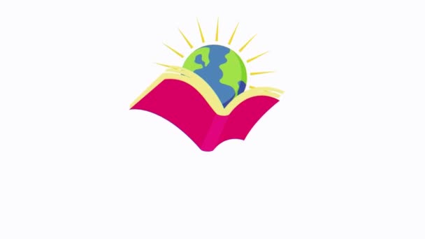 Feliz Dia Mundial Livro Texto Animação Dia Dos Direitos Autorais — Vídeo de Stock