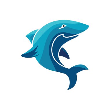 Shark Logo illüstrasyon vektör düz tasarım şablonu