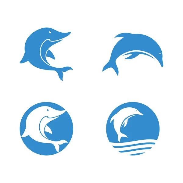 Dolphin Logotipo Icono Vector Plano Plantilla Diseño — Vector de stock