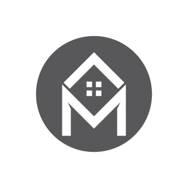 M harfi dizaynlı mülkiyet ve inşaat logosu 