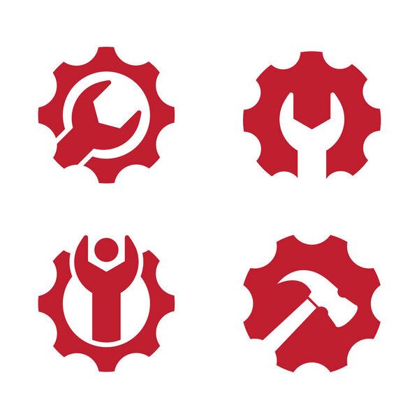 Шаблон векторного дизайна с логотипом ключа и шестерни