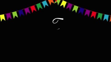 Festa Junina Animasyon Metni. 4K video tebrik kartı. Festas Juninas