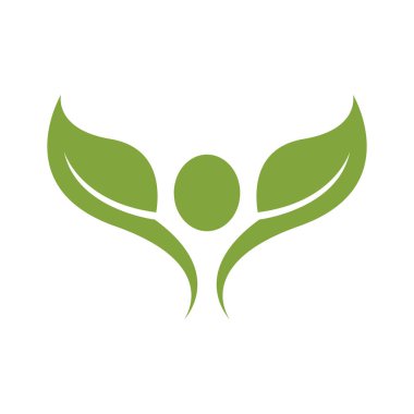 Green leaf illustration nature logo flat design template