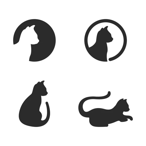 猫のシルエットのロゴイラストベクターフラットデザインテンプレート — ストックベクタ