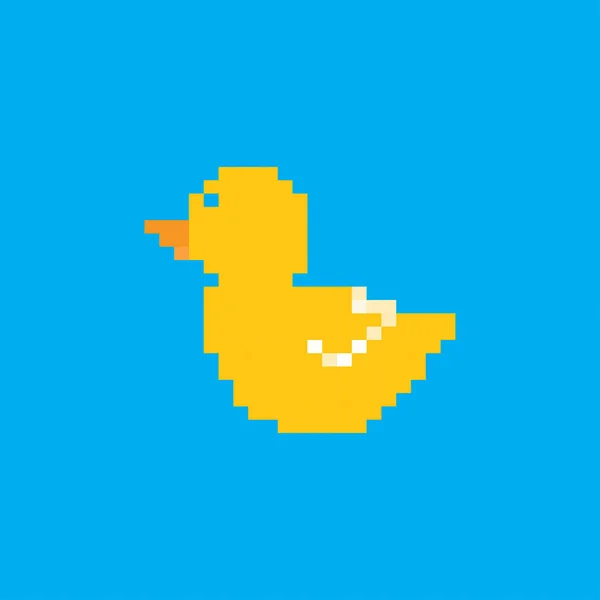 Baby Kachna Pixel Art Bit Styl Ikony Vektor — Stockový vektor
