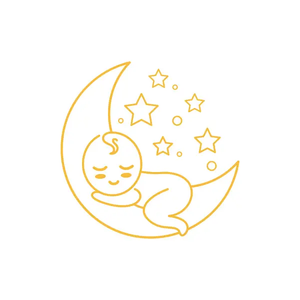 Baby Sleep Logo Ikona Vektor Plochý Design — Stockový vektor