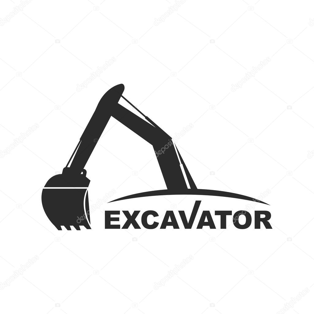 Excavator logo icon illustration vector flat design