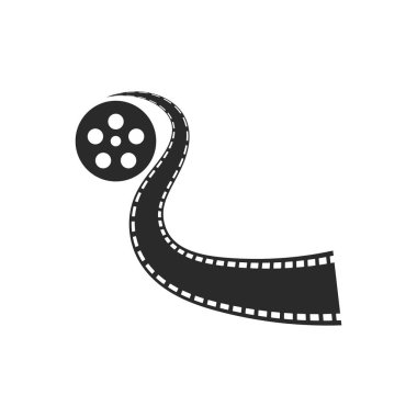 Film şeridi logo simgesi düz tasarım 