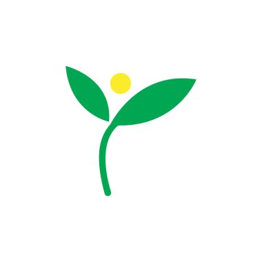 Yeşil yaprak illüstrasyon doğa logosu düz tasarım