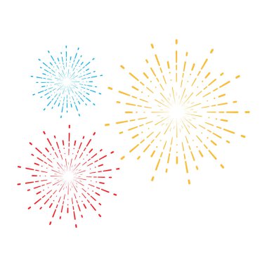 Parıldayan Havai fişek çizim şablonu vektör düz tasarım