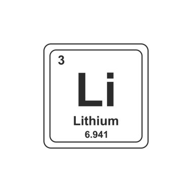 Lityum Periyodik tablo kimyasal sembolü düz simge