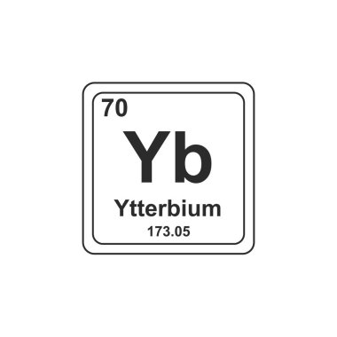 Ytterbium Kimyasal işareti ve sembolü düz tasarım
