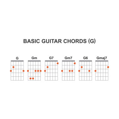 Temel gitar G akorları simge vektörü