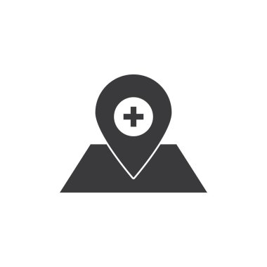 Hastane konum simgesi düz tasarım vektörü