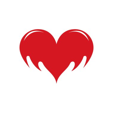 Aşk ve el logosu vektörü düz tasarım