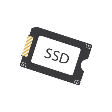 SSD bellek depolama simgesi düz tasarım