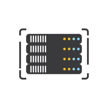 Bilgisayar sunucusu simgesi düz tasarım