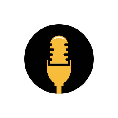 Podcast logo vektör düz tasarımı