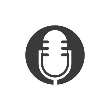 Podcast logo vektör düz tasarımı